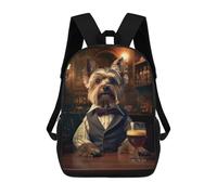 sinyumoney Mochila Escolar Infantil Impresa En 3D Yorkshire Terrier in Pub Mochilas Para Libros Mochilas Escolares De Viaje De Alta Capacidad Para Niños/estudiantes/adultos 17inch