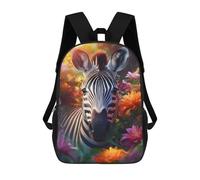 sinyumoney Mochila Escolar Infantil Impresa En 3D Zebra in Flowers 17inch Para Niños, Mochila De Viaje De Alta Capacidad, Mochila Escolar De Moda Para Niños