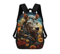 sinyumoney Mochila Escolar Infantil Impresa En 3D Zebra in Flowers Artistic Wildlife 17inch Para Niños, Mochila De Viaje De Alta Capacidad, Mochila Escolar De Moda Para Niños
