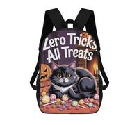 sinyumoney Mochila Escolar Infantil Impresa En 3D Zero Tricks, All Treats Halloween Cat Mochilas De Moda Informales Mochilas Infantiles Mochila Informal Para Exteriores Bolsas De Viaje Bonitas 17inch