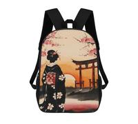 sinyumoney Mochila Escolar Infantil Japanese Geisha Cherry Mochila De Moda Para Adolescentes Mochila Informal Para Niño Y Niña Mochila Escolar Para Adolescentes Mochila Impresa En 3D 17inch