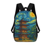 sinyumoney Mochila Escolar Infantil Japanese Pagoda in Starry Night Style Mochila Infantil Estampada Mochila De Viaje Para Niños Y Niñas Mochila Escolar 17inch