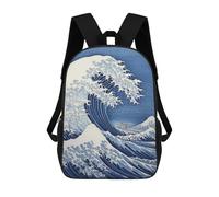 sinyumoney Mochila Escolar Infantil Kanagawa Big Wave Japanese Mochila De Moda Para Adolescentes Mochila Informal Para Niño Y Niña Mochila Escolar Para Adolescentes Mochila Impresa En 3D 17inch