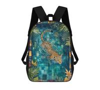 sinyumoney Mochila Escolar Infantil Leopard Swimming in Pool Mochila Escolar Infantil De Moda Informal Mochilas De Viaje Con Estampado 3D Divertidas Y Geniales Bolsas Para Libros 17inch