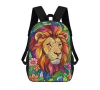 sinyumoney Mochila Escolar Infantil Lion in Mosaic Mochila Infantil Estampada Mochila De Viaje Para Niños Y Niñas Mochila Escolar 17inch