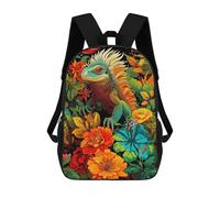 sinyumoney Mochila Escolar Infantil Lizard Wild Flowers Mochila Escolar Infantil De Moda Informal Mochilas De Viaje Con Estampado 3D Divertidas Y Geniales Bolsas Para Libros 17inch