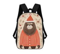 sinyumoney Mochila Escolar Infantil Lovely Gorilla Xmas Mochila Escolar Infantil De Moda Informal Mochilas De Viaje Con Estampado 3D Divertidas Y Geniales Bolsas Para Libros 17inch