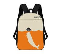 sinyumoney Mochila Escolar Infantil MobyDick Herman Melville Mochila Escolar Infantil De Moda Informal Mochilas De Viaje Con Estampado 3D Divertidas Y Geniales Bolsas Para Libros 17inch