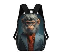 sinyumoney Mochila Escolar Infantil Monkey in Suit Animal Art Mochila Escolar Infantil De Moda Informal Mochilas De Viaje Con Estampado 3D Divertidas Y Geniales Bolsas Para Libros 17inch