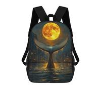 sinyumoney Mochila Escolar Infantil Moonlit Whale Rise Mochila De Moda Para Adolescentes Mochila Informal Para Niño Y Niña Mochila Escolar Para Adolescentes Mochila Impresa En 3D 17inch