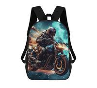 sinyumoney Mochila Escolar Infantil Motorcycle in Space Mochila Infantil Estampada Mochila De Viaje Para Niños Y Niñas Mochila Escolar 17inch