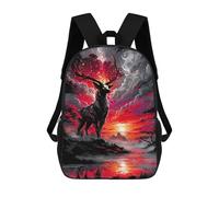 sinyumoney Mochila Escolar Infantil Mystical Deer in Red Landscape Mochila Escolar Infantil De Moda Informal Mochilas De Viaje Con Estampado 3D Divertidas Y Geniales Bolsas Para Libros 17inch