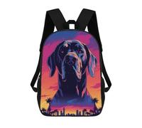 sinyumoney Mochila Escolar Infantil Neon Cityscape with Dog Mochila Escolar Infantil De Moda Informal Mochilas De Viaje Con Estampado 3D Divertidas Y Geniales Bolsas Para Libros 17inch