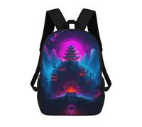 sinyumoney Mochila Escolar Infantil Neon Japanese Temple Landscape Mochila Escolar Infantil De Moda Informal Mochilas De Viaje Con Estampado 3D Divertidas Y Geniales Bolsas Para Libros 17inch