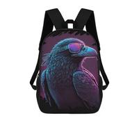 sinyumoney Mochila Escolar Infantil Neon Raven with Sunglasses Mochila Escolar Infantil De Moda Informal Mochilas De Viaje Con Estampado 3D Divertidas Y Geniales Bolsas Para Libros 17inch