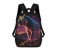 sinyumoney Mochila Escolar Infantil Neon Tiger Majesty -2 Mochila Escolar Infantil De Moda Informal Mochilas De Viaje Con Estampado 3D Divertidas Y Geniales Bolsas Para Libros 17inch