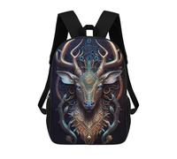 sinyumoney Mochila Escolar Infantil Ornate Deer Head Artwork Mochila Escolar Infantil De Moda Informal Mochilas De Viaje Con Estampado 3D Divertidas Y Geniales Bolsas Para Libros 17inch