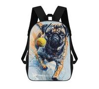 sinyumoney Mochila Escolar Infantil Pug Dog Tennis Ball Mochila Escolar Infantil De Moda Informal Mochilas De Viaje Con Estampado 3D Divertidas Y Geniales Bolsas Para Libros 17inch