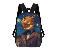 sinyumoney Mochila Escolar Infantil Pumpkin Head Man Starry Night Mochila Infantil Estampada Mochila De Viaje Para Niños Y Niñas Mochila Escolar 17inch