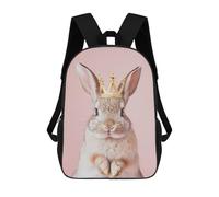 sinyumoney Mochila Escolar Infantil Rabbit Pastel Crown Mochila Escolar Infantil De Moda Informal Mochilas De Viaje Con Estampado 3D Divertidas Y Geniales Bolsas Para Libros 17inch