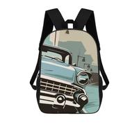 sinyumoney Mochila Escolar Infantil Retro Car Mochila Escolar Infantil De Moda Informal Mochilas De Viaje Con Estampado 3D Divertidas Y Geniales Bolsas Para Libros 17inch
