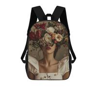 sinyumoney Mochila Escolar Infantil Retro Floral Woman Flower Mochila Infantil Estampada Mochila De Viaje Para Niños Y Niñas Mochila Escolar 17inch