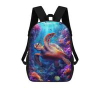 sinyumoney Mochila Escolar Infantil Sea Turtle in Coral Reef Mochila Escolar Infantil De Moda Informal Mochilas De Viaje Con Estampado 3D Divertidas Y Geniales Bolsas Para Libros 17inch