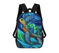 sinyumoney Mochila Escolar Infantil Sea Turtle Stained Glass Mochila Escolar Infantil De Moda Informal Mochilas De Viaje Con Estampado 3D Divertidas Y Geniales Bolsas Para Libros 17inch