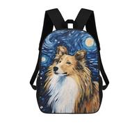 sinyumoney Mochila Escolar Infantil Shetland Sheepdog Night Mochila Infantil Estampada Mochila De Viaje Para Niños Y Niñas Mochila Escolar 17inch