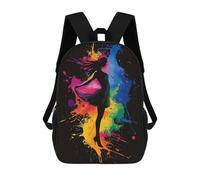 sinyumoney Mochila Escolar Infantil Silhouette in Color Splashes Mochila Escolar Infantil De Moda Informal Mochilas De Viaje Con Estampado 3D Divertidas Y Geniales Bolsas Para Libros 17inch