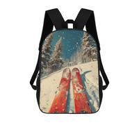 sinyumoney Mochila Escolar Infantil Ski Vintage Skiing Mochila Escolar Infantil De Moda Informal Mochilas De Viaje Con Estampado 3D Divertidas Y Geniales Bolsas Para Libros 17inch