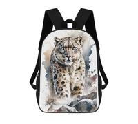 sinyumoney Mochila Escolar Infantil Snow Leopard in Watercolor Mochila Infantil Estampada Mochila De Viaje Para Niños Y Niñas Mochila Escolar 17inch