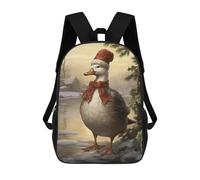 sinyumoney Mochila Escolar Infantil Snowy Christmas Duck Mochila Escolar Infantil De Moda Informal Mochilas De Viaje Con Estampado 3D Divertidas Y Geniales Bolsas Para Libros 17inch
