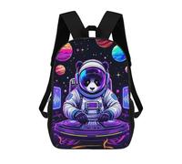 sinyumoney Mochila Escolar Infantil Space Panda DJ Mochila Escolar Infantil De Moda Informal Mochilas De Viaje Con Estampado 3D Divertidas Y Geniales Bolsas Para Libros 17inch
