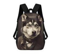 sinyumoney Mochila Escolar Infantil Stylish Husky in Formal Attire Mochila Escolar Infantil De Moda Informal Mochilas De Viaje Con Estampado 3D Divertidas Y Geniales Bolsas Para Libros 17inch