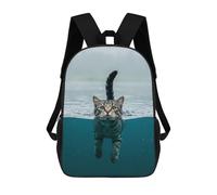 sinyumoney Mochila Escolar Infantil Swimming Cat Mochila De Moda Para Adolescentes Mochila Informal Para Niño Y Niña Mochila Escolar Para Adolescentes Mochila Impresa En 3D 17inch