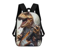 sinyumoney Mochila Escolar Infantil T-rex Playing Guitar Metal Band Mochila Escolar Infantil De Moda Informal Mochilas De Viaje Con Estampado 3D Divertidas Y Geniales Bolsas Para Libros 17inch