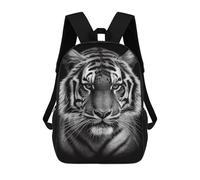 sinyumoney Mochila Escolar Infantil Tiger Face Black And White Mochila Escolar Infantil De Moda Informal Mochilas De Viaje Con Estampado 3D Divertidas Y Geniales Bolsas Para Libros 17inch