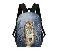 sinyumoney Mochila Escolar Infantil Tiger in Blue Jungle Illustration Mochila Escolar Infantil De Moda Informal Mochilas De Viaje Con Estampado 3D Divertidas Y Geniales Bolsas Para Libros 17inch