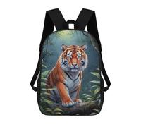 sinyumoney Mochila Escolar Infantil Tiger in Moonlight Jungle Mochila Escolar Infantil De Moda Informal Mochilas De Viaje Con Estampado 3D Divertidas Y Geniales Bolsas Para Libros 17inch