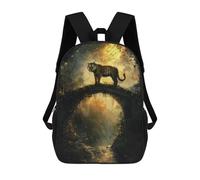sinyumoney Mochila Escolar Infantil Tiger on A Bridge Mochila Escolar Infantil De Moda Informal Mochilas De Viaje Con Estampado 3D Divertidas Y Geniales Bolsas Para Libros 17inch