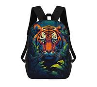 sinyumoney Mochila Escolar Infantil Tiger Tropical Pixel Art Mochila Infantil Estampada Mochila De Viaje Para Niños Y Niñas Mochila Escolar 17inch
