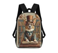 sinyumoney Mochila Escolar Infantil Vintage Book Smart Corgi Mochila Escolar Infantil De Moda Informal Mochilas De Viaje Con Estampado 3D Divertidas Y Geniales Bolsas Para Libros 17inch