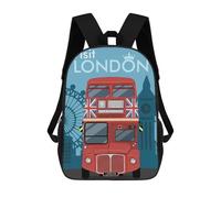 sinyumoney Mochila Escolar Infantil Visit London with Bus Mochila Escolar Infantil De Moda Informal Mochilas De Viaje Con Estampado 3D Divertidas Y Geniales Bolsas Para Libros 17inch