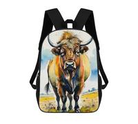 sinyumoney Mochila Escolar Infantil Watercolor Highland Cow Portrait Mochila Escolar Infantil De Moda Informal Mochilas De Viaje Con Estampado 3D Divertidas Y Geniales Bolsas Para Libros 17inch