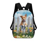 sinyumoney Mochila Escolar Infantil Watercolor Puppy Peeking Over Fence Mochila Escolar Infantil De Moda Informal Mochilas De Viaje Con Estampado 3D Divertidas Y Geniales Bolsas Para Libros 17inch