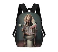 sinyumoney Mochila Escolar Infantil Weimaraner on The Toilet Mochila Escolar Infantil De Moda Informal Mochilas De Viaje Con Estampado 3D Divertidas Y Geniales Bolsas Para Libros 17inch