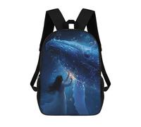 sinyumoney Mochila Escolar Infantil Whale And Woman in Blue Light Mochila Escolar Infantil De Moda Informal Mochilas De Viaje Con Estampado 3D Divertidas Y Geniales Bolsas Para Libros 17inch