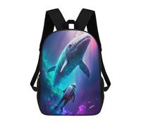 sinyumoney Mochila Escolar Infantil Whale Encounter in Space Mochila Escolar Infantil De Moda Informal Mochilas De Viaje Con Estampado 3D Divertidas Y Geniales Bolsas Para Libros 17inch