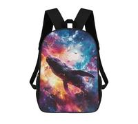 sinyumoney Mochila Escolar Infantil Whale in Space Neon Mochila Escolar Infantil De Moda Informal Mochilas De Viaje Con Estampado 3D Divertidas Y Geniales Bolsas Para Libros 17inch